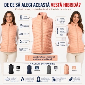 Vestă Damă tip Jachetă Hibridă Matlasată și Softshell – Cross 558 - Img 3