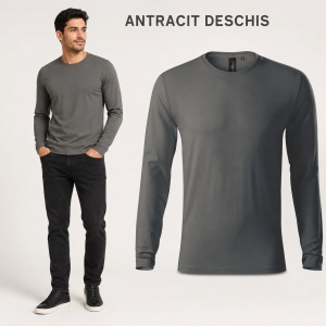 Bluză Bărbătească Brave 155 cu Mânecă Lungă, 95% Bumbac, 5% Elastan, Guler Rotund, S–3XL, 6 Culori - Img 15