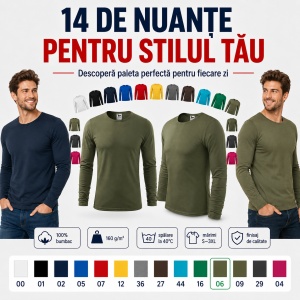 Bluză Bărbați Malfini FIT-T LS 119, 100% Bumbac, Mâneci Lungi, Slim Fit, 160 g/m², Guler Rotund - Img 7