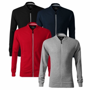 Imagine de prezentare pentru bluza casual cu fermoar si buzunare ascunse barbat si culorile disponibile rosu, albastru, gri, negru
