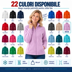 Bluză Damă Tip Jachetă Fleece Hanorac cu Fermoar, Cambrată și Călduroasă