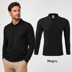 Bluză polo bărbați Malfini Single J. LS 211, mânecă lungă, 100% bumbac - Img 15