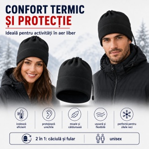 Căciulă Polar Fleece Unisex 2 în 1 – Căciulă sau Fular Malfini Practic 519 - Img 7