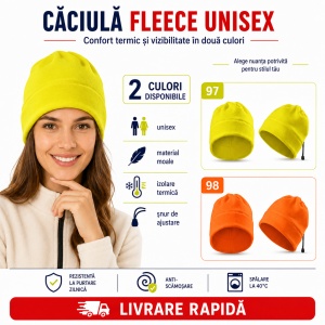Căciulă Polar Fleece Unisex 2 în 1 Reflectorizantă Malfini Rimeck HV Practic 5V9 – 240 g/m² - Img 10