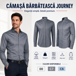 Cămașă Bărbați cu Mânecă Lungă Malfini Premium 264 Journey, 100% Bumbac, Croială Cambrată, Easy Care, 130 g/m² - Img 5