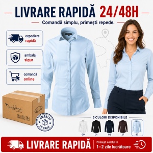 Cămașă Damă Malfini 263 Dynamic, Mânecă Lungă, Croială Cambrată, 68% Bumbac, 29% Poliamidă, 3% Elastan - Img 5
