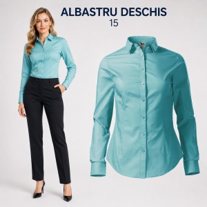 Cămașă damă tip office Malfini 229 Style LS, 100% bumbac, croială feminină și mânecă lungă - Img 12