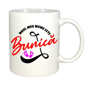 Cana alba personalizata cu textul Noul meu nume este Bunica - Cadou - Img 3