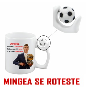 Cana Antistres Personalizată cu jucatorul Cristiano Ronaldo - Citat Ambitie - Img 3