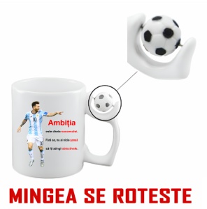 Cana Antistres Personalizată cu jucatorul Lionel Messi - Citat Ambitie - Img 2