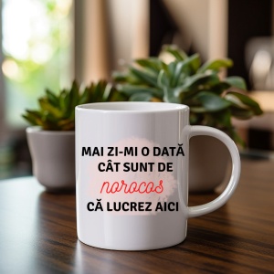 Cana haioasa personalizata cu textul Mai zi-mi o data cat sunt de norocos Ca lucrez Aici - Img 2