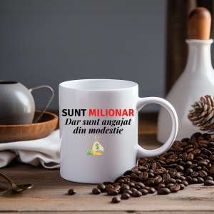 Cana haioasa personalizata cu textul Sunt Milionar Dar sunt angajat din modestie - Img 2