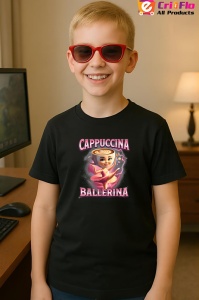 Cappuccina Ballerina Pink ** Tricou Tralalero Tralala Copii | Dama | Barbat - Img 5