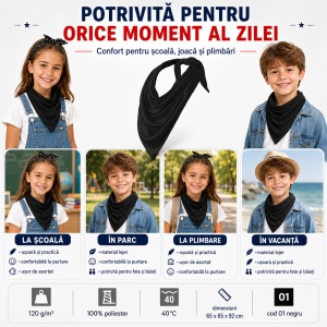 Eșarfă Triunghiulară Copii Unisex, Multifuncțională și cu Uscare Rapidă – Relax 327 - Img 10