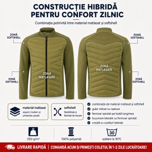 Geacă Bărbați tip Jachetă Hibridă Profesională, Matlasată și Softshell – Cross 555 - Img 10