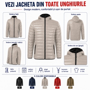 Geacă Bărbați tip Jachetă Matlasată cu Glugă, Modernă, Simplă și Ușoară – Everest 552 - Img 10