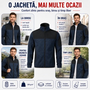 Geacă Bărbați tip Jachetă Softshell cu Fleece, Modernă și Confortabilă – Casual 550 - Img 6