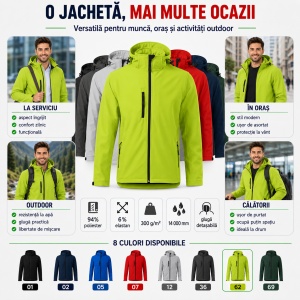 Geacă Bărbați tip Jachetă Softshell cu Glugă Detașabilă, Impermeabilă și Elastică – Performance 522 - Img 8