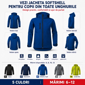Geacă Copii tip Jachetă Softshell cu Glugă Detașabilă, Impermeabilă și Elastică – Performance 535 - Img 9