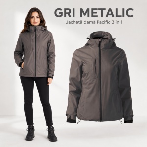 Geacă Damă tip Jachetă 3 în 1 Impermeabilă cu Glugă și Fleece Detașabil – Pacific 534 - Img 11