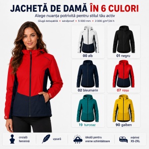Geacă Damă tip Jachetă Impermeabilă cu Glugă Detașabilă, Ușoară și Windproof – Rainbow 539 - Img 5