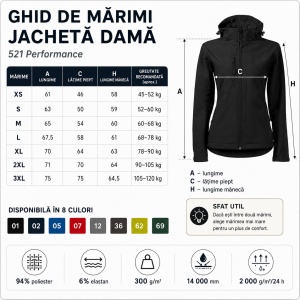 Geacă Damă tip Jachetă Softshell cu Glugă Detașabilă, Impermeabilă și Elastică – Performance 521 - Img 4