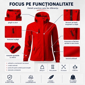 Geacă Damă tip Jachetă Softshell cu Glugă, Impermeabilă și Elastică – Nano 532 - Img 8