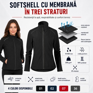 Geacă Damă tip Jachetă Softshell fără Glugă, Impermeabilă și Elastică – Valley 537 - Img 5