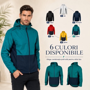 Geacă tip Jachetă Impermeabilă Bărbați cu Glugă Detașabilă, Windproof – Rainbow 538 - Img 10