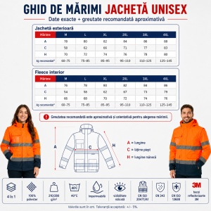 Geacă Unisex Bărbat Damă tip Jachetă și Vestă de Lucru 4 în 1, Reflectorizantă și Impermeabilă – HV Guard - Img 4