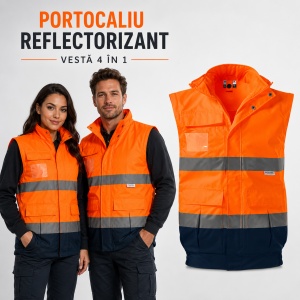 Geacă Unisex Bărbat Damă tip Jachetă și Vestă de Lucru 4 în 1, Reflectorizantă și Impermeabilă – HV Guard - Img 14