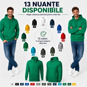 Hanorac Bărbați F13 Cape Free cu Glugă, 65% Bumbac, 320 g/m², 13 Culori, S–3XL - Img 10