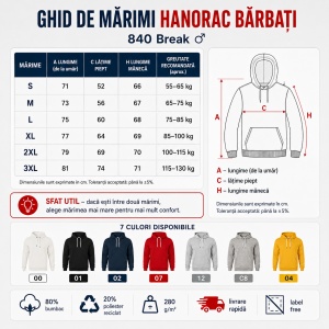 Hanorac Bărbați Malfini 840 Break – 280 g/m², 80% Bumbac, S–3XL - Img 4