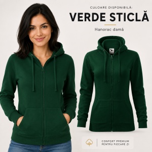 Hanorac Damă cu Fermoar și Glugă Malfini 411 Trendy Zipper – 300 g/m² - Img 25