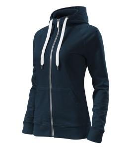 Hanorac dama tip bluza cu fermoar si buzunare de culoare albastru marin