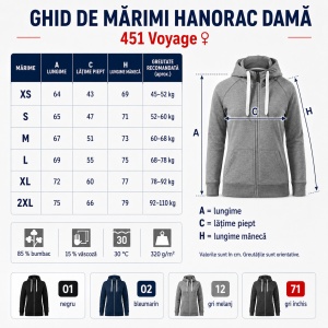 Hanorac Premium Damă cu Glugă și Fermoar Malfini 451 Voyage – 320 g/m² - Img 4