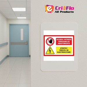 Indicator Accesul interzis persoanelor neautorizate atentie pericol de electrocutare, Sticker autocolant - Img 5