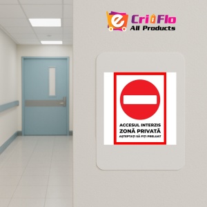 Indicator Accesul interzis zona privata asteptati sa fiti preluat, Sticker autocolant - Img 5