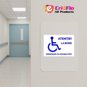 Indicator Alb atentie la bord persoana cu dizabilitati, Sticker autocolant - Img 5