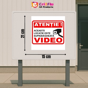 Indicator Atentie aceasta locatie este supravegheata video, Sticker autocolant - Img 2