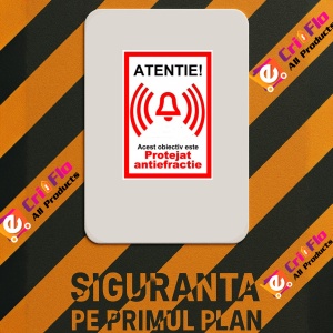 Indicator Atentie acest obiectiv este protejat antiefractie, Sticker autocolant - Img 3