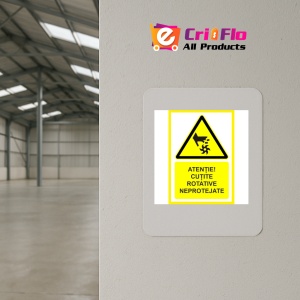 Indicator Atentie cutite rotative neprotejate, Sticker autocolant - Img 4