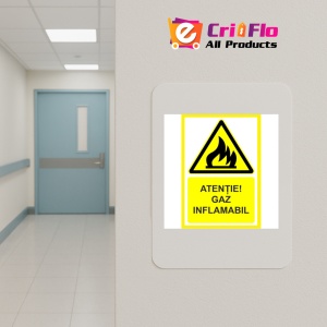 Indicator Atentie gaz inflamabil, Sticker autocolant - Img 5