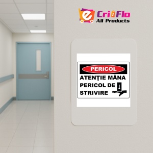 Indicator Atentie la mana pericol de strivire, Sticker autocolant - Img 5