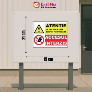 Indicator Atentie la utilajele care sunt in functiune, Sticker autocolant - Img 2