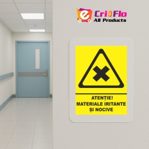 Indicator Atentie materiale iritate si nocive, Sticker autocolant - Img 5
