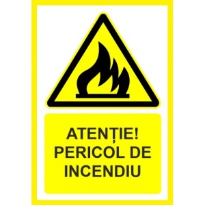 Indicator Atentie pericol de incendiu, Sticker autocolant