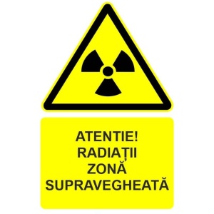 Indicator Atentie radiatii zona supravegheata indicator de avertizare, Sticker autocolant