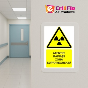 Indicator Atentie radiatii zona supravegheata indicator de avertizare, Sticker autocolant - Img 5