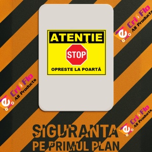 Indicator Atentie stop opreste la poarta, Sticker autocolant - Img 3